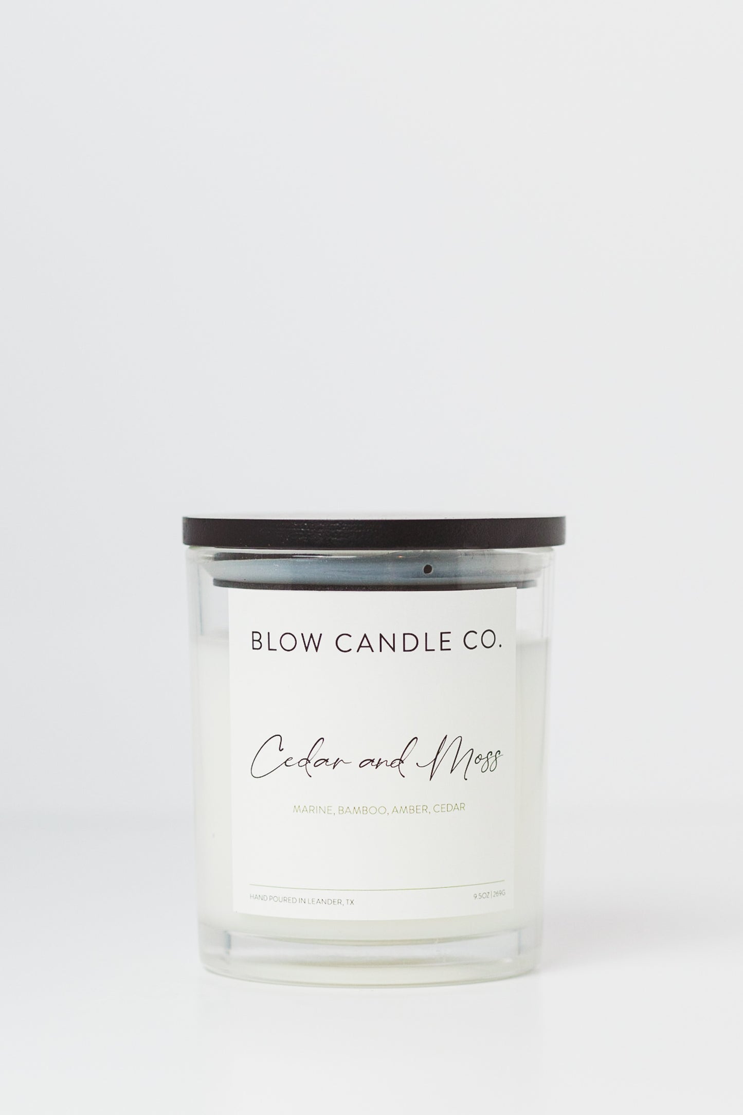 Two-Toned Black Glass Candles - Cedarwood Moss